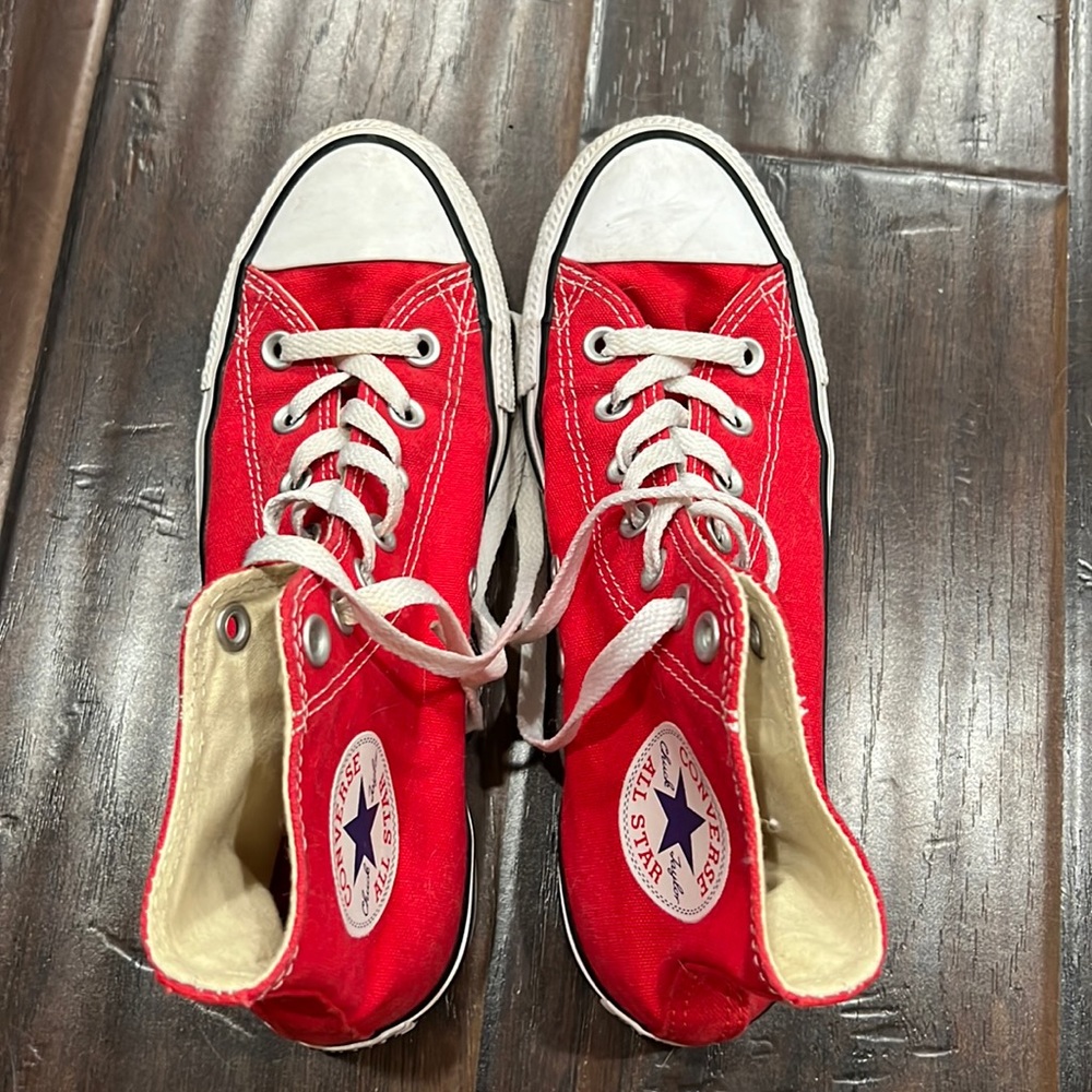red high top converse, woman’s size 8